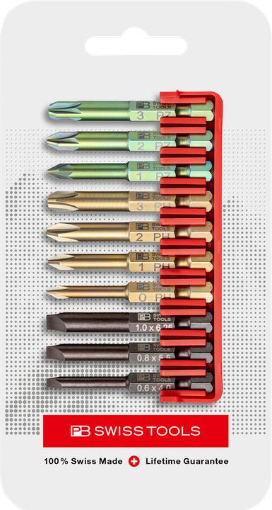 Actual product image PB Swiss Tools Bit set (SL 2, SL3, PB 3, SL4, PZ3, PH1, PH2, PZ2, PH0, PZ1)