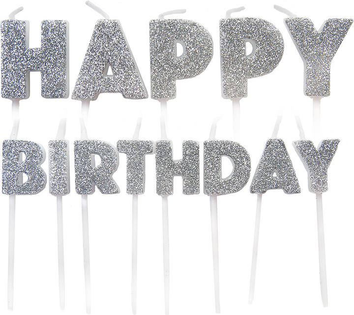 Immagine prodotto Creative Party Candele di compleanno "Happy Birthday" argento (13 x)