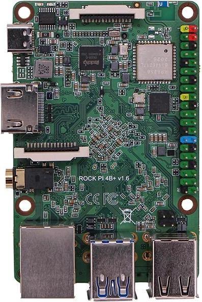 Actual product image Allnet Rock Pi 4+ Model B OP1 4GB/32GB (with dual band 2.4/5GHz WLAN/Bluetooth 5.0) with UFL connection