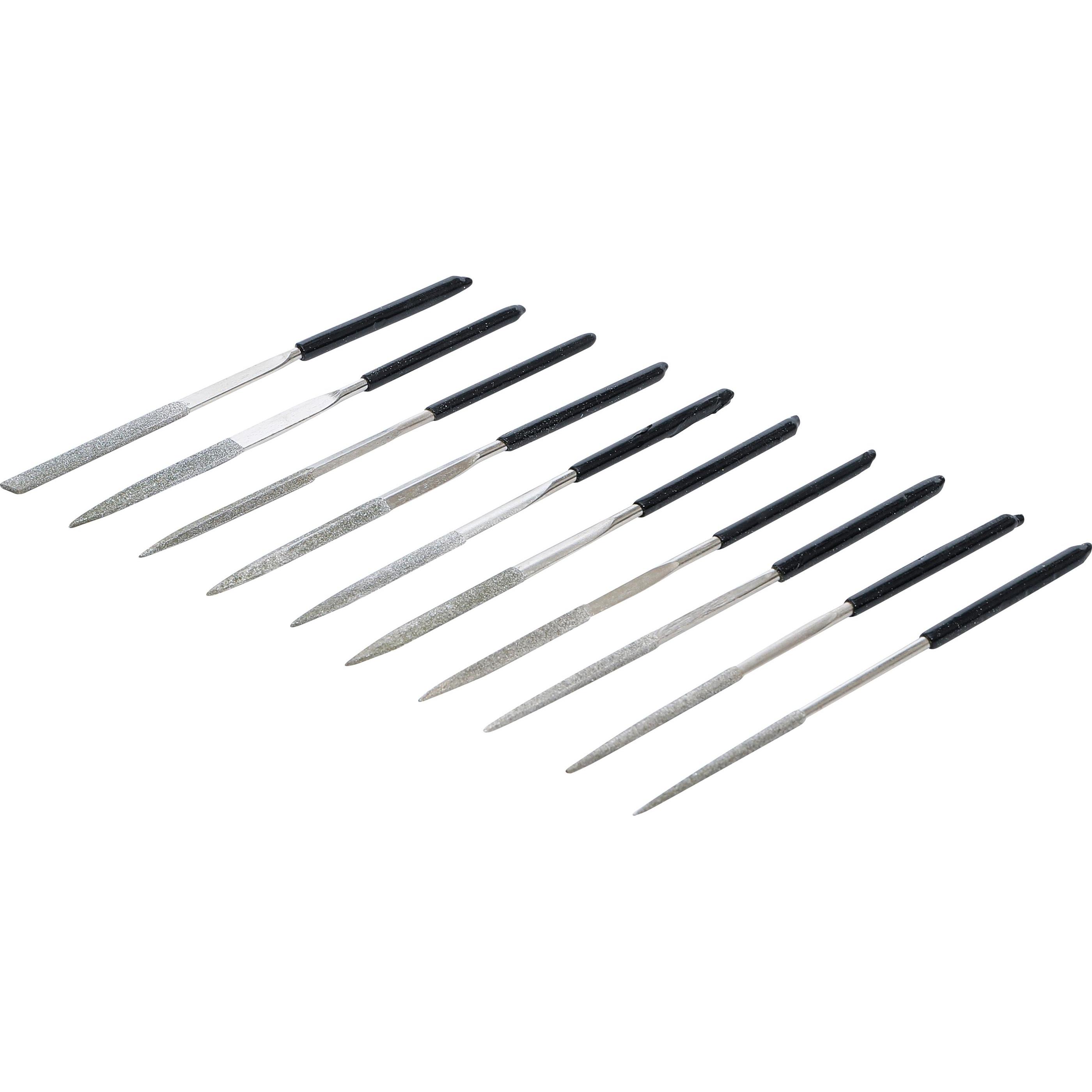 BGS, Raspel + Feile, Diamantfeilen-Satz gerade 140 x 3 mm 10-tlg. (140 mm)