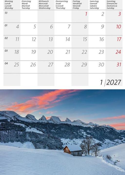 Actual product image Kleiner Schweizer Kalender 2027 (14.8 x 22 cm)