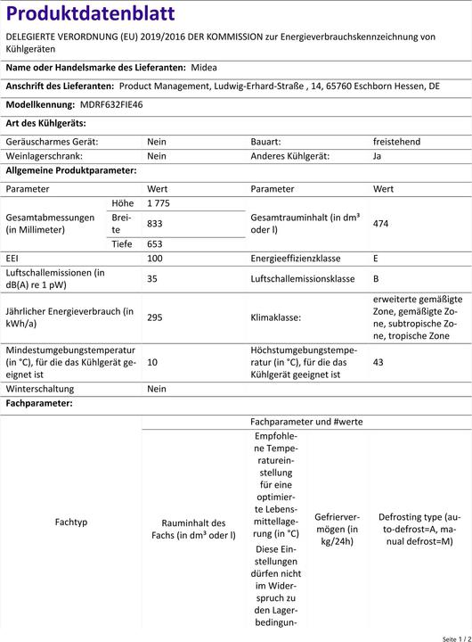 Produktbild Midea MDRF632FIE46