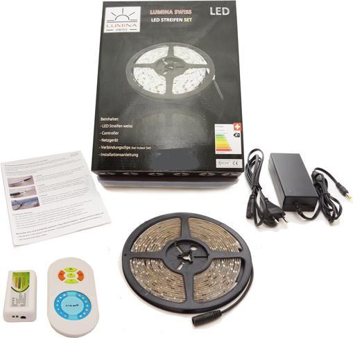 Lumina Swiss Kit de bandes LED Unicolor+ (KW/WW) 5m Premium Outdoor Deluxe (Blanc chaud, Blanc froid, Blanc neutre, 500 cm, Extérieur)