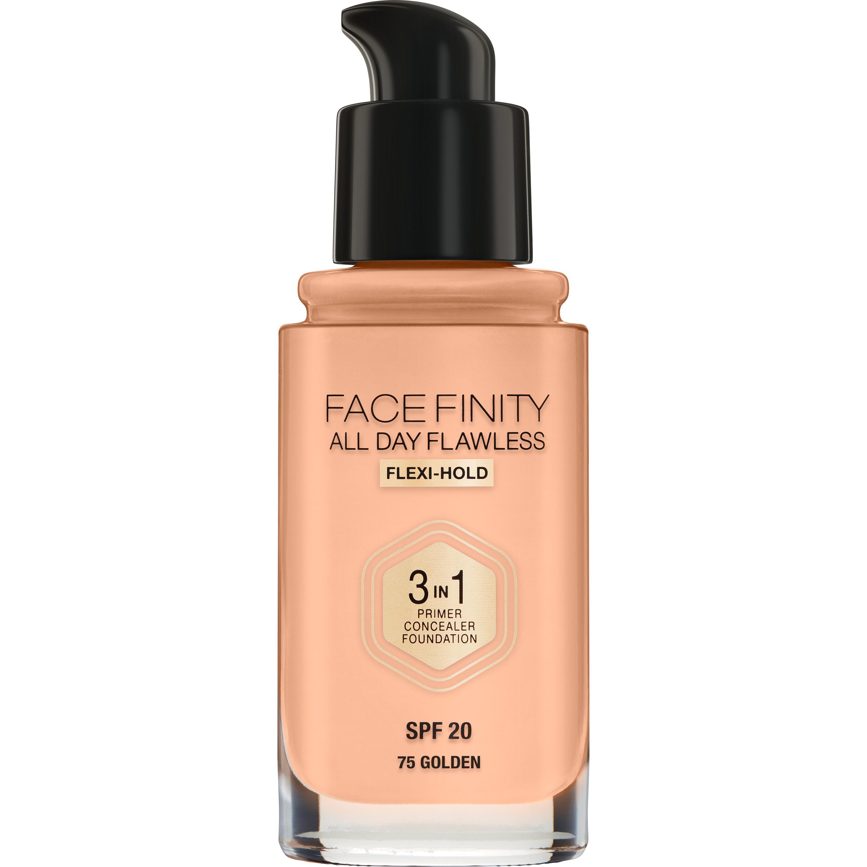 Max Factor, Fondotinta, Facefinity Flawl 3In1 Fond de Teint 75 Golden (Golden)