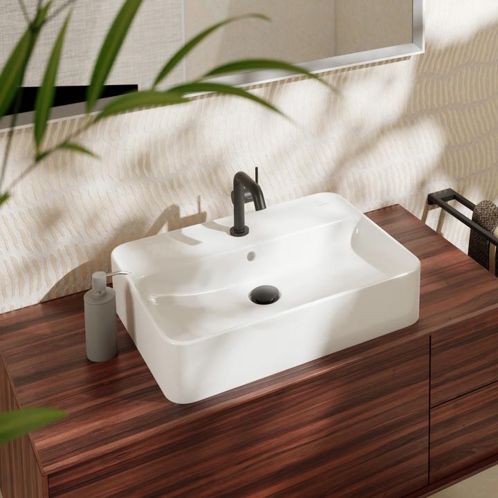 Produktbild hansgrohe Xuniva Q Aufsatzwaschtisch, mit Überlauf, 1 Hahnloch, 600x450mm, weiss (450 mm, 600 mm)