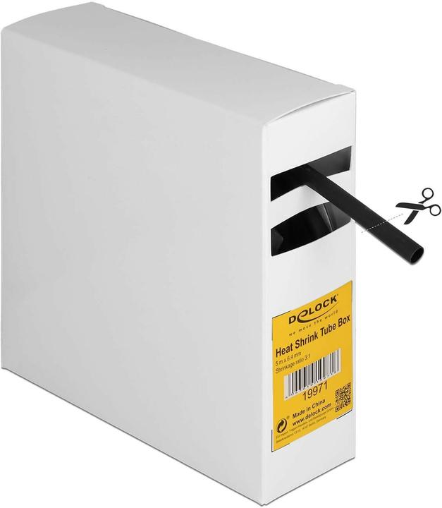 Actual product image Delock Heat shrink tubing box, with inner adhesive, shrink ratio 3:1, 5 m x 6.4 mm black (1x)