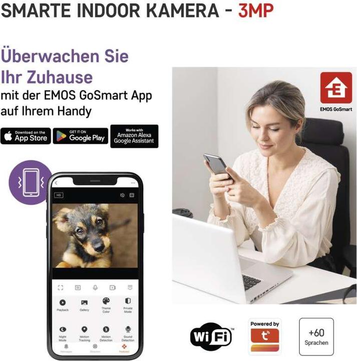 Immagine prodotto Emos Telecamera di sorveglianza rotante GoSmart IP-110 CUBE con WiFi (2304 x 1296 Pixels)