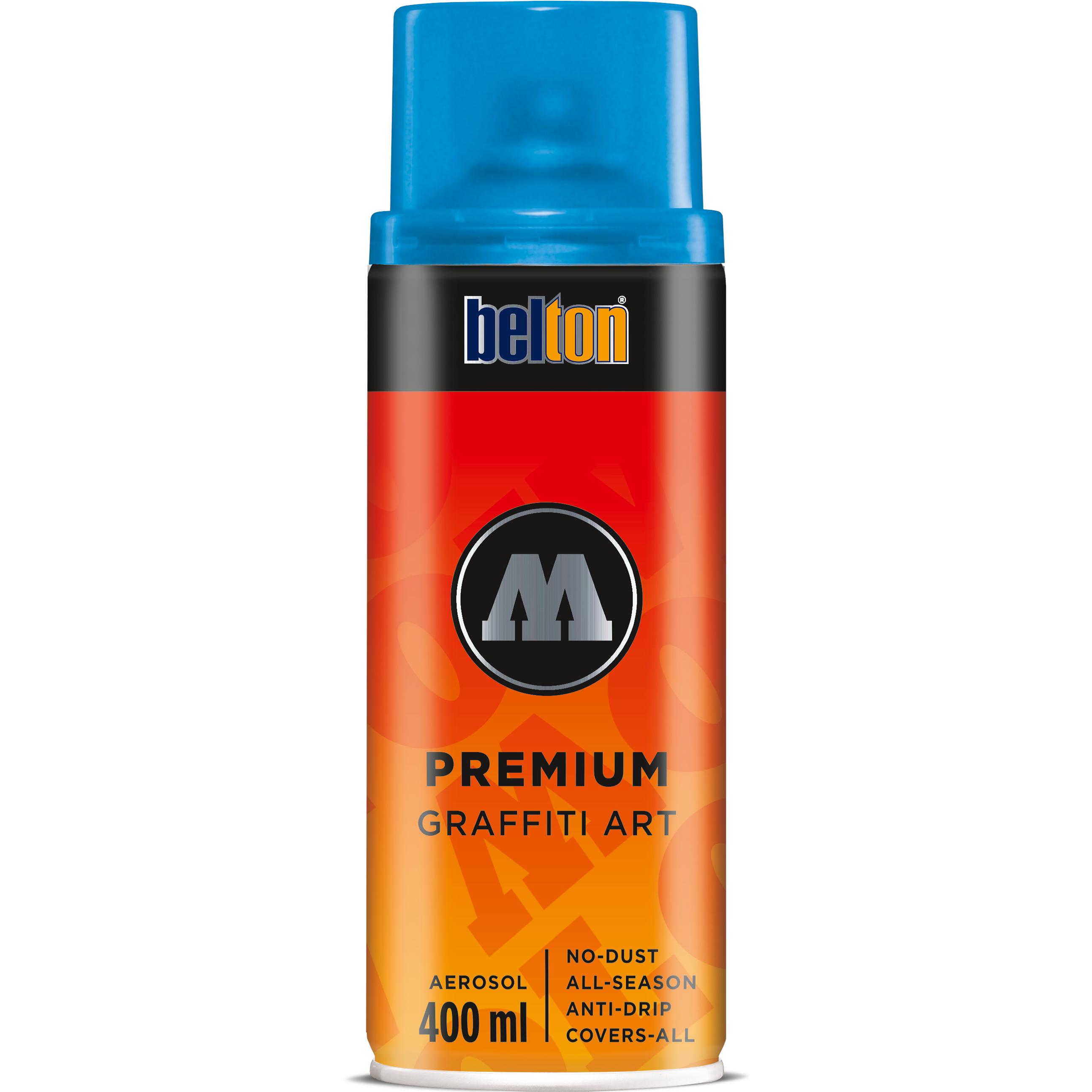 Molotow, Künstlerfarbe + Bastelfarbe, Sprühdose Belton PREMIUM Graffiti Art (schockblau transparent, 400 ml)