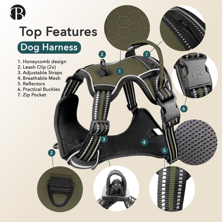Produktbild Bluzelle Hundegeschirr Kleine Hunde, - XS, mit Griff & Tasche, Reflektor Anti-Zug (XS, Hund, Spazieren)
