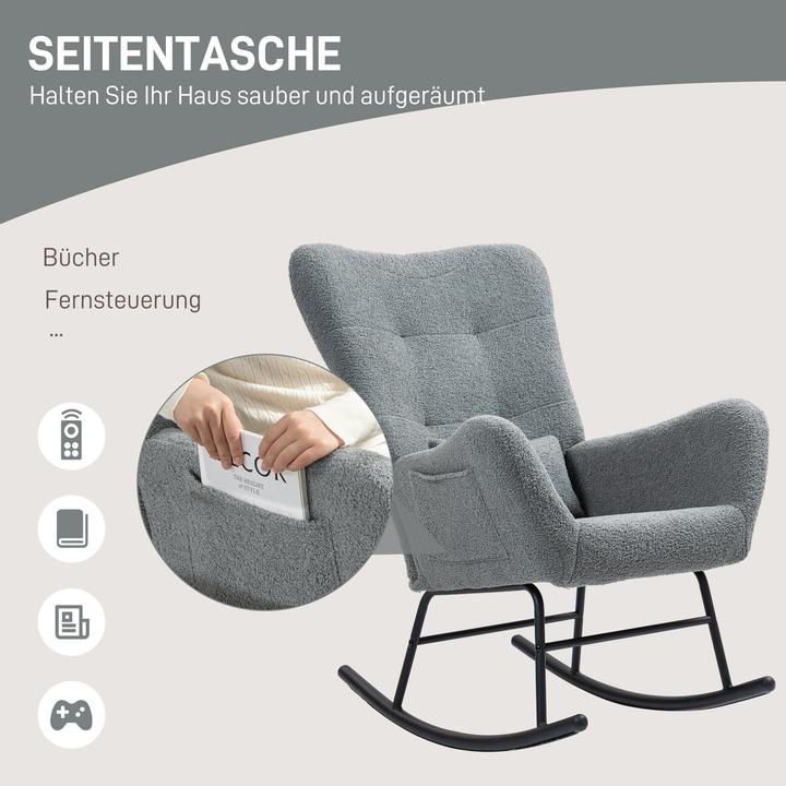 Produktbild Homcom Schaukelstuhl Teddystoff Grau