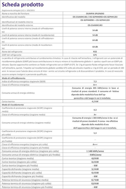 Immagine prodotto Olimpia Splendid Aryal S2 E Dual Inverter 14 (9+12) UI Phenix (12000 BTU/h)