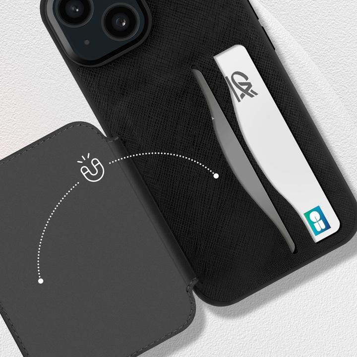 Produktbild Karl Lagerfeld Hülle Saffiano mit Kartenhalter, Schwarz Series (Apple iPhone 15)