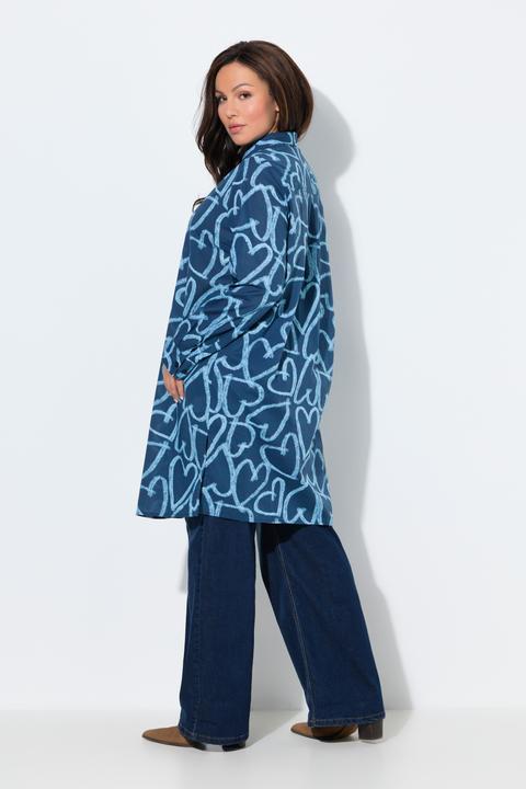 Immagine prodotto Ulla Popken Blusa dal taglio lungo con cuori, collo da camicia e maniche lunghe (62)