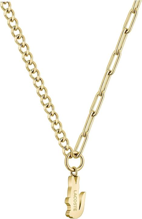 Actual product image Lacoste - Distinctive gold-plated necklace with zircons Crocodile 2040145 (Stainless steel)