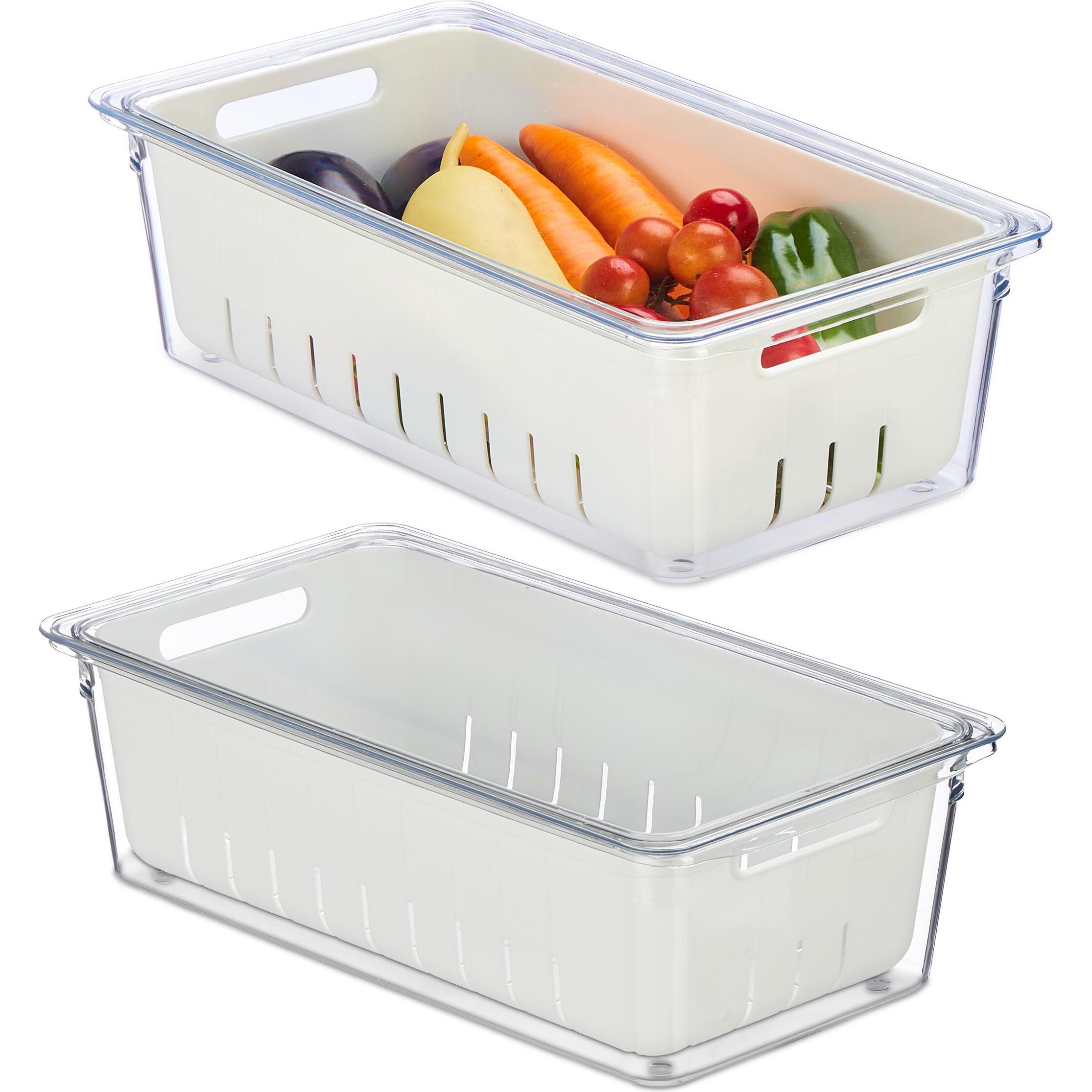 Relaxdays 2x Kühlschrank-Organizer, Küchen Organizer, Transparent