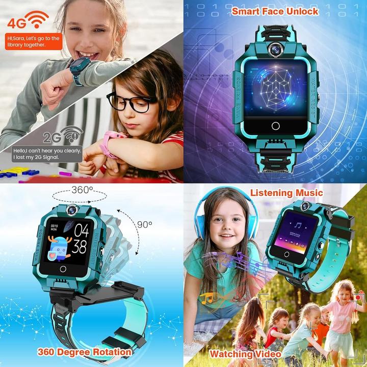 Produktbild Eleoption 4G GPS-Smartwatch für Kinder mit Kamera, Videoanrufen, SOS und wasserdicht (45 mm, 4G)