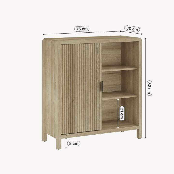Image du produit En.Casa Kommode Lukkodso 82x75x30 cm Eicheoptik, mittelhell (75 x 30 x 82 cm)