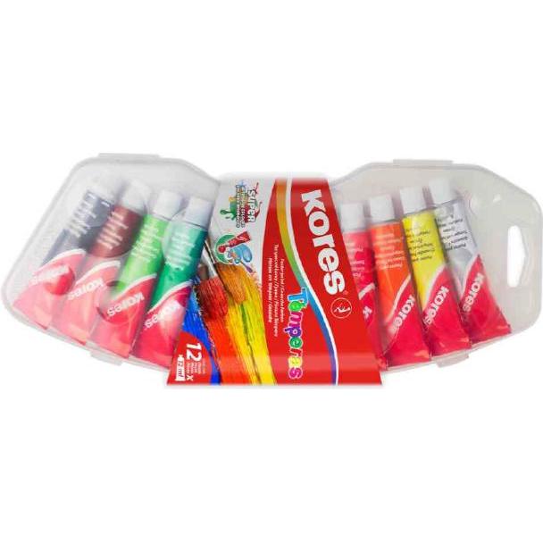 Thumbnail - Kores, Künstlerfarbe + Bastelfarbe, Temperafarbe ""Temperas"", 12er Kunststoffetui hochpigmentierte Farben, mischbar, Al...