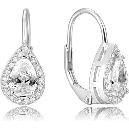 Beneto, Ohrringe, Silver earrings with pink crystal AGUC1160