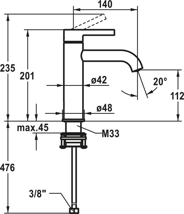 Image du produit KWC Mitigeur lavabo BEVO sans vidage - chrome