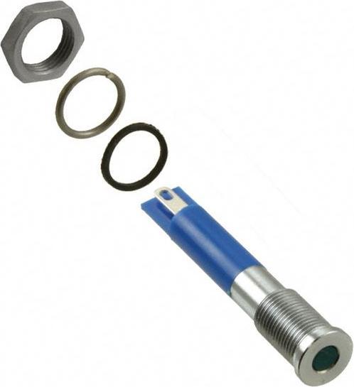 Produktbild RS PRO 6mm flush satin chrome LED, blue 12Vdc