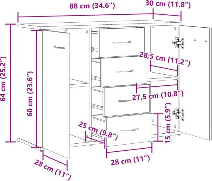 Image du produit vidaXL Sideboard (88 x 30 x 64 cm)