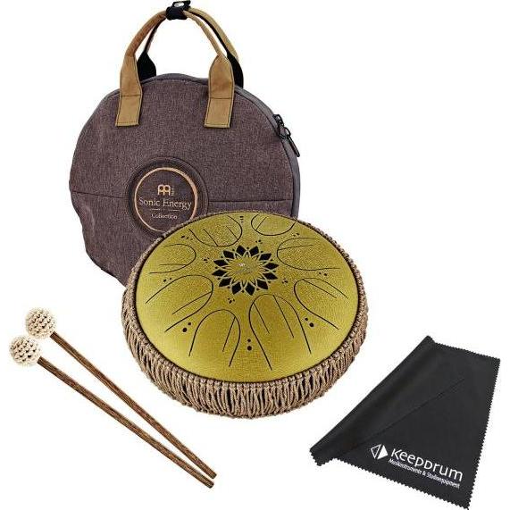 Meinl Sonic Energy MOSTD3G Tongue Drum C-Dur 8 Töne mit Reinigungstuch (Perkussion), Perkussion, Gold