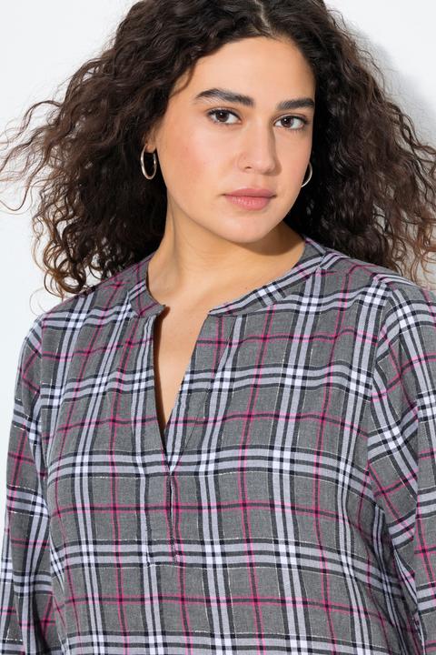 Produktbild Ulla Popken Tunika-Kleid, Karo, Glitter, Tunika-Ausschnitt, Langarm (46, 48)