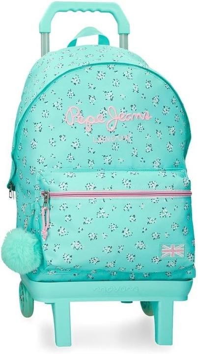 Actual product image Pepe Jeans Compact Laptop Backpack with Wheels, Ergonomic Straps, and Multiple Compartments