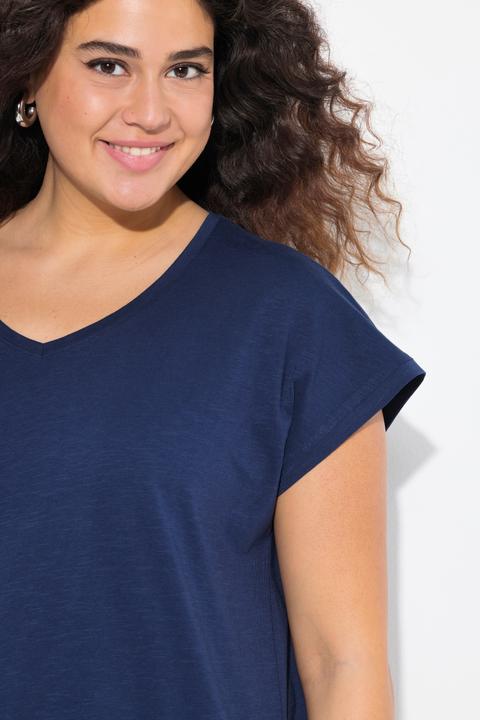Immagine prodotto Ulla Popken T-shirt dal taglio svasato con barca, scollo a V e mezze maniche (46, 48)