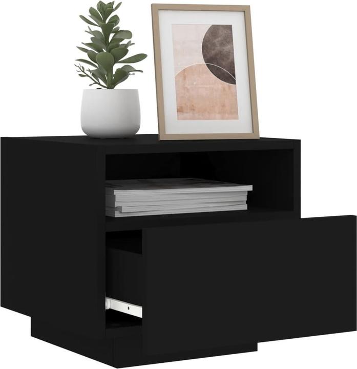 Produktbild vidaXL Nachttisch mit LED-Leuchten Schwarz 40x39x37 cm,Farbe (40 x 39 x 37 cm)