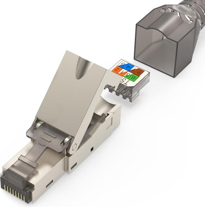 Image du produit Hama Connecteur réseau, CAT-6a, 10 Gbit/s, blindé, montage sans outil, 5 pcs. (S/FTP, CAT6a)