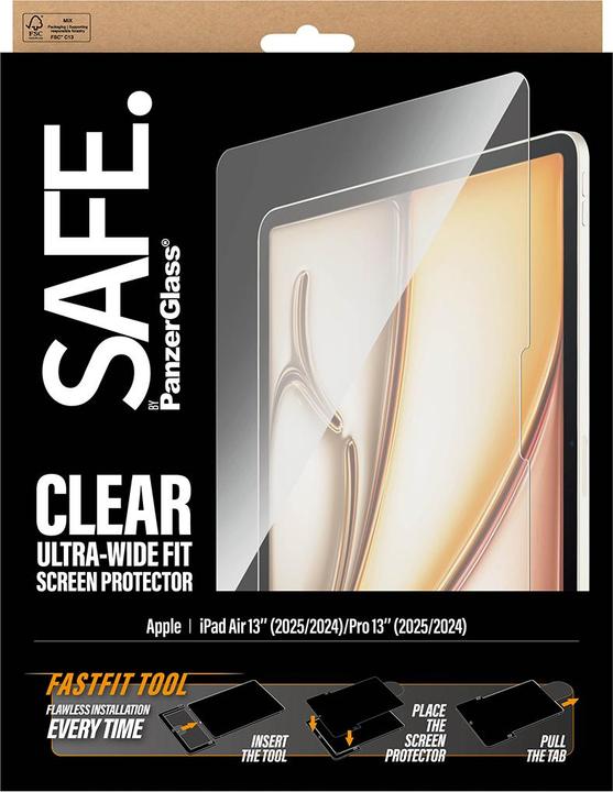 Produktbild PanzerGlass SAFE. Screen Protector iPad Air 13" (2024-2025)/ Pro 13" (2024-2025) (1 Stk., Apple iPad Air 13 2024, Apple iPad Air 13 2025, Apple iPad Pro 13 2024, Apple iPad Pro 13 2025)