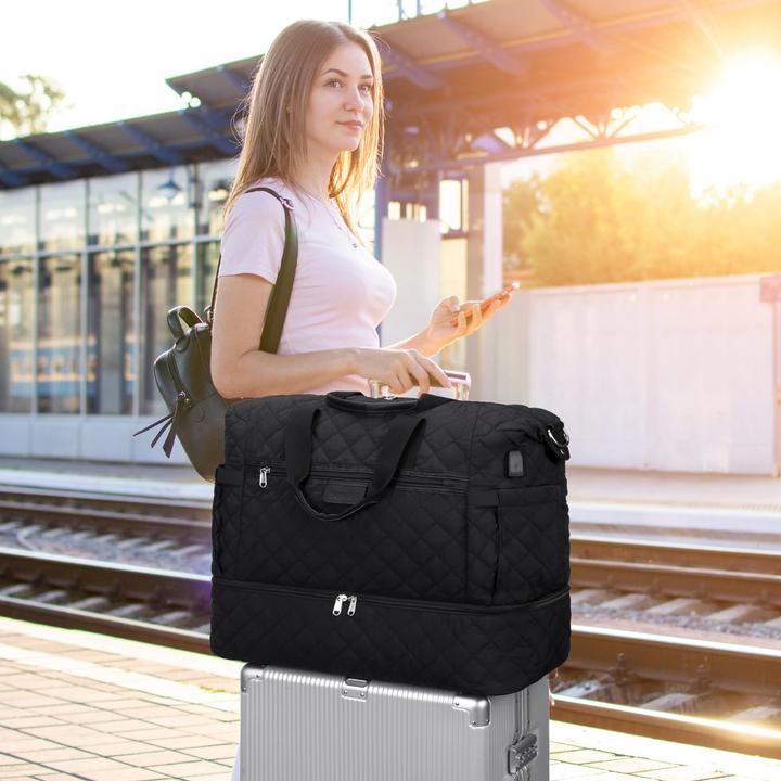 Produktbild Only-Bags.Store Reisetasche Krankenhaustasche Geburt mit Schuhfach Grosser Handgepäckbeutel Seesack mit Kulturbeutel (55 l)