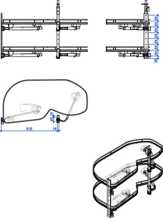 Produktbild Peka Metall Eckschrank-Schwenkbeschläge LeMans II Arena Classic für scharnier (1 Stk.)