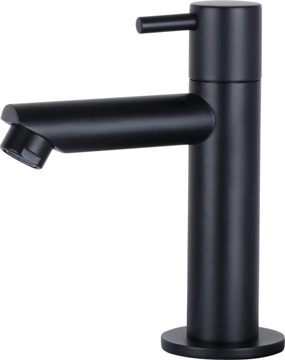 Produktbild Differnz Ravo Fonteinset - Wasbak Keramiek - Wit - Rechte Kraan - Mat Zwart - Standaard Greep - 38.5 x 18.5 x (185 mm, 385 mm)