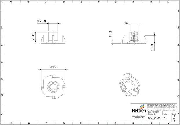 Produktbild Hettich Einschlag-Mutter M6 (M8)