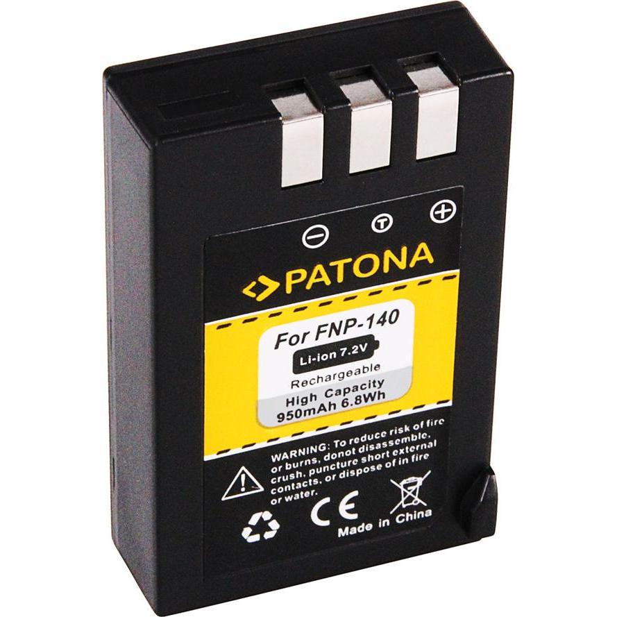 Patona Batteria f. Fuji FinePix S100FS S-100FS S100 FS NP140 NP-140 (Batteria della fotocamera), Alimentatore fotocamera, Nero