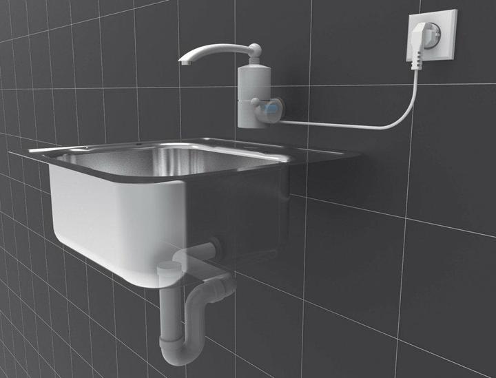 Actual product image Toya FALA water tap with instantaneous water heater 3 KW 220 Volt for wall mounting 360° rotatable
