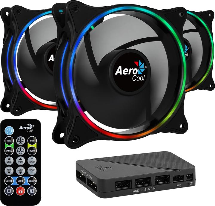 AeroCool Eclipse 12 Pro ARGB fan, pack of 3, including controller (120 mm, 3x)