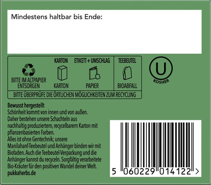 Valeurs nutritives et ingrédients Pukka Thé aux trois menthe (32 g)