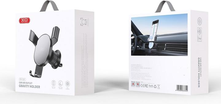 Actual product image xO car holder 126 silver-black for air outlet