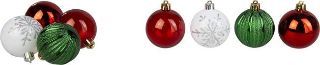 MICA Living Christbaumkugeln 16 Stück grün/rot/weiss - ca. 6 cm (16x)
