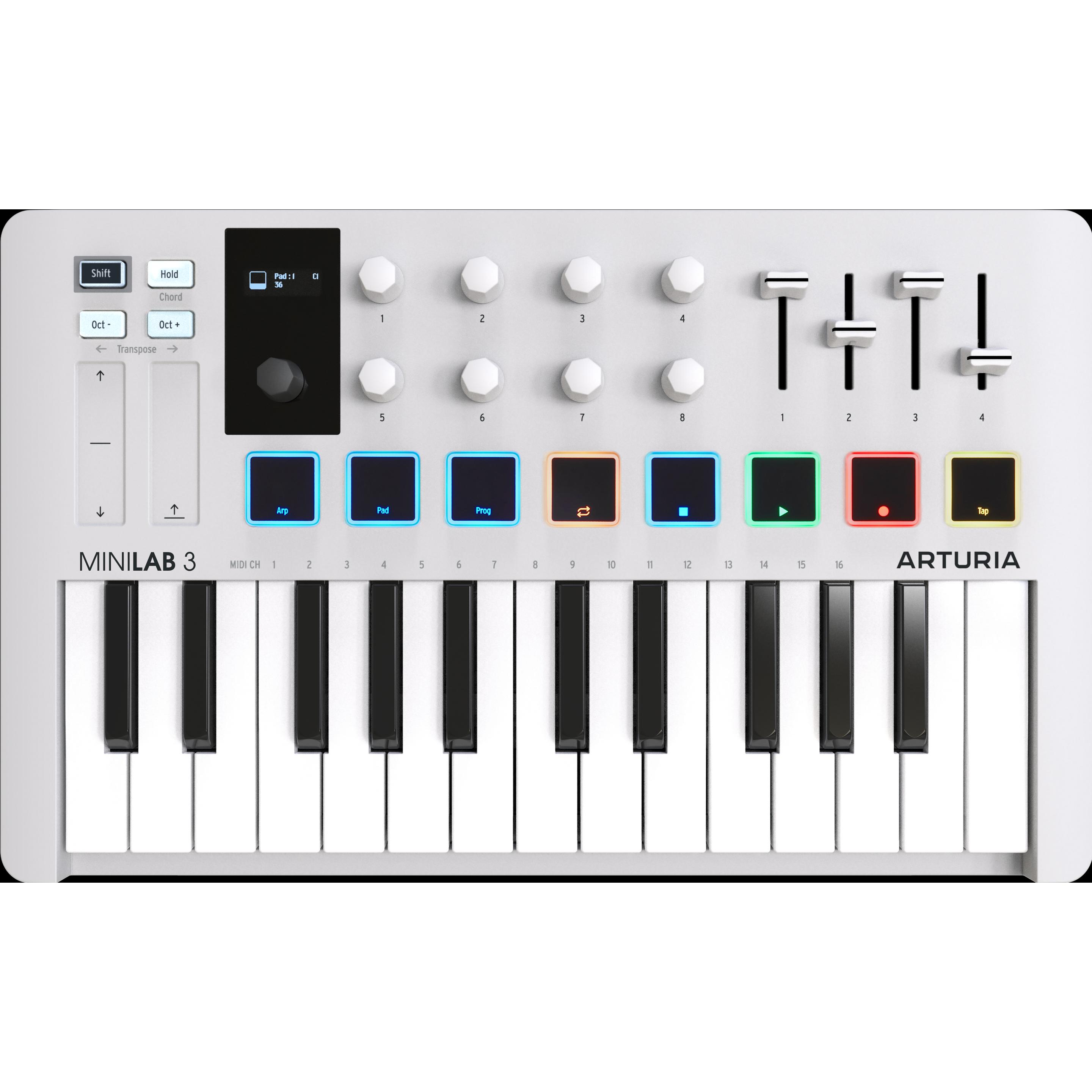 Arturia MiniLab 3 (Keyboard), MIDI Controller, Weiss