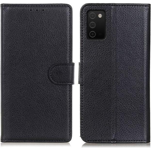 Thumbnail - MU Classic Litchi Leder Bookcover Series (Samsung Galaxy A03s), Smartphone Hülle, Schwarz