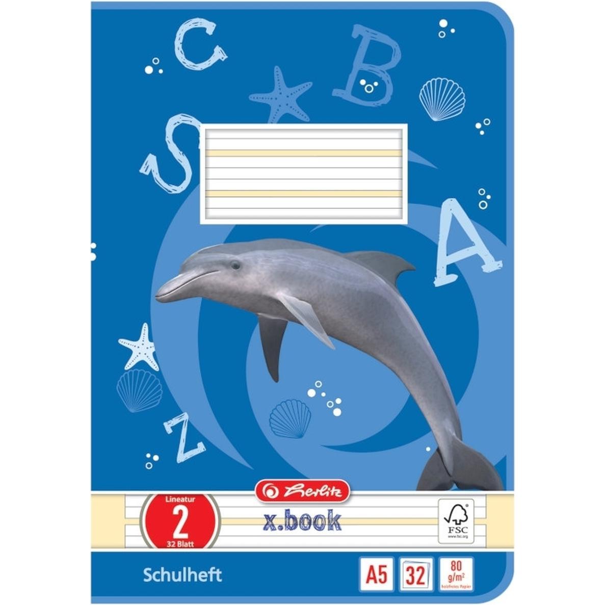 Herlitz, Heft + Block, Schulheft x.book, DIN A5, Lineatur 2 / liniert (A5, Harter Einband)