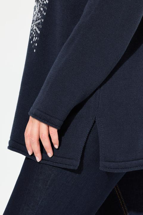 Produktbild Ulla Popken Pullover, Pailletten-Stern, V-Ausschnitt, Langarm (56)