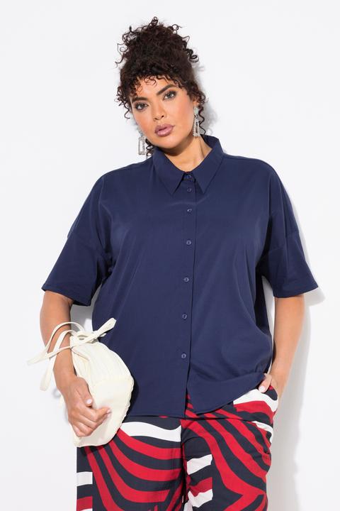 Produktbild Ulla Popken Popeline-Bluse, Boxy, Hemdkragen, Halbarm (60)