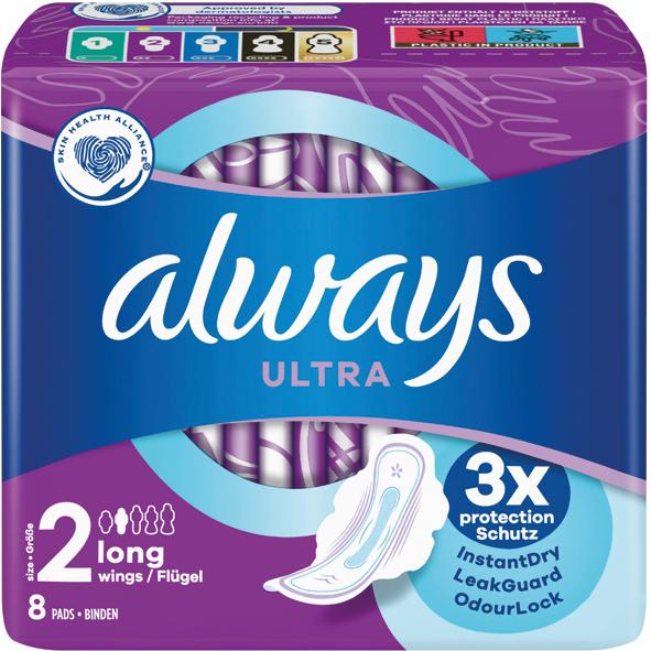 Produktbild Always Ultra Dünne Binde Long mit Flügeln 8er (1 x)