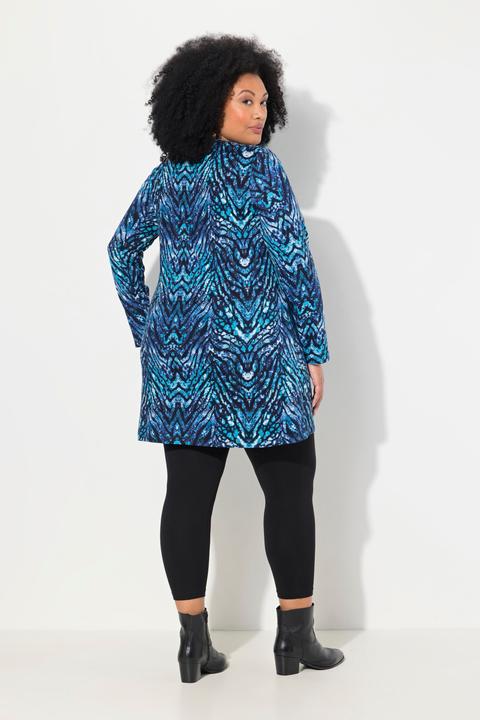 Actual product image Ulla Popken Snake Print Round Neck Swing A-Line Hem Cotton Knit Tunic (58)